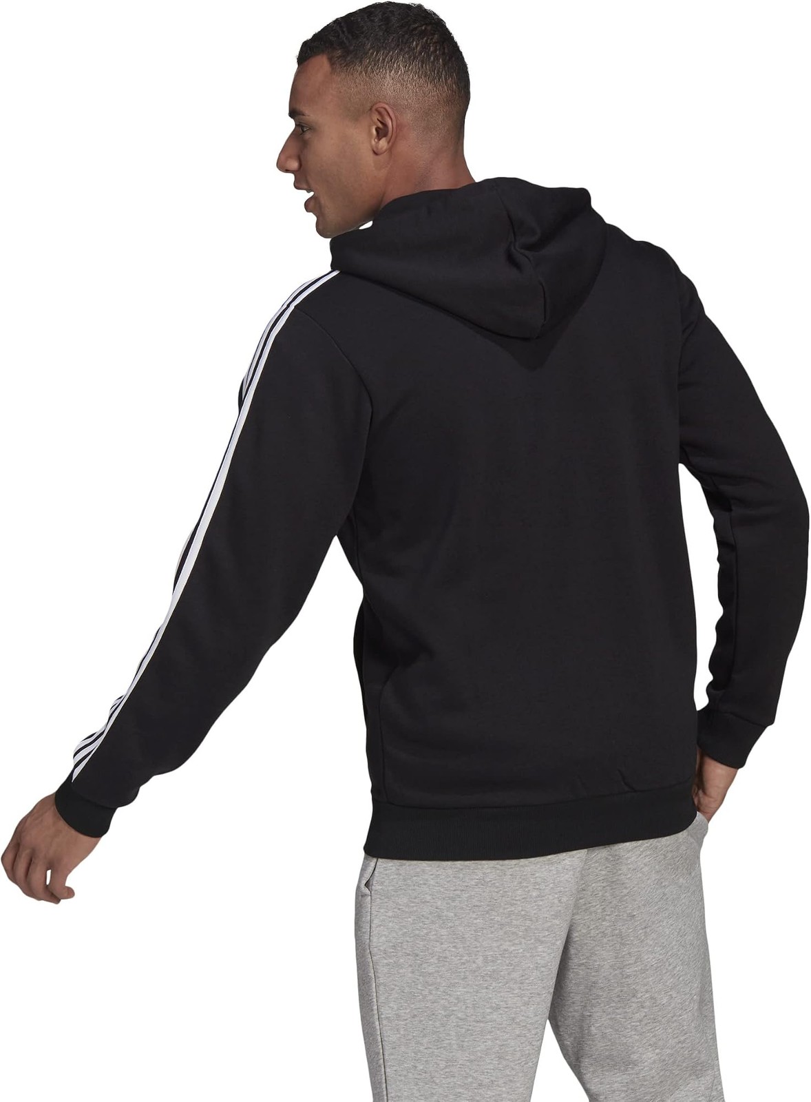 adidas mens Essentials Fleece 3-stripes Full-zip – black – Large