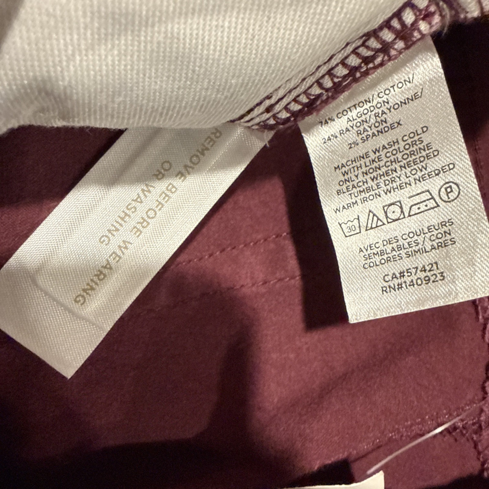 Loft Brand Regular Skinny Jeans Size 32/14 Burgundy Wine Mid Rise