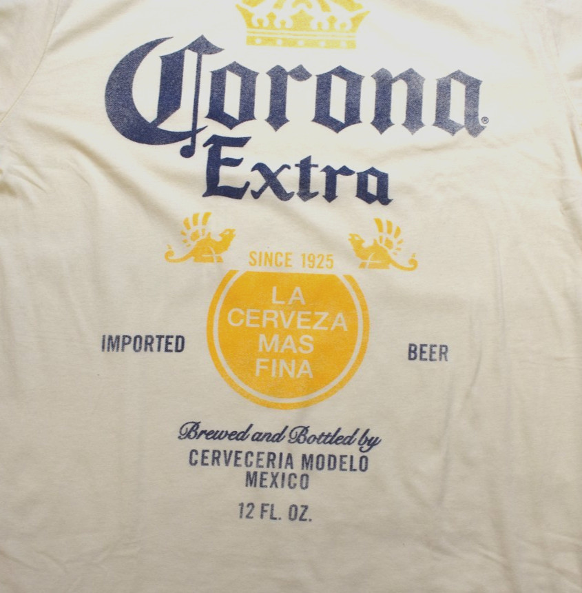 Corona Extra Vintage Graphic Ivory Mens Ringer Shirt NWT Medium