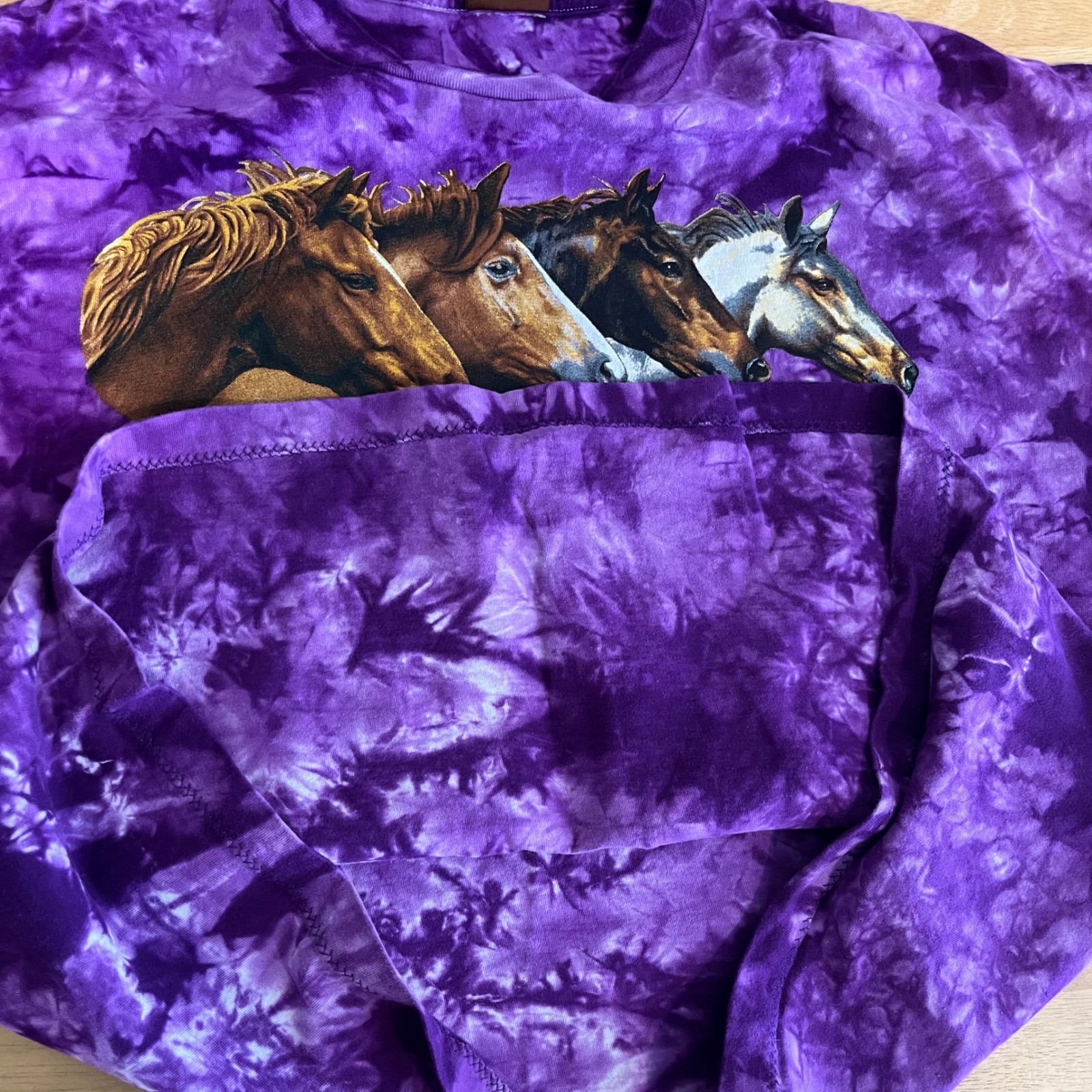 The Mountain Horse Graphic Tie Dye T-Shirt Purple Nature Tee Mens XL