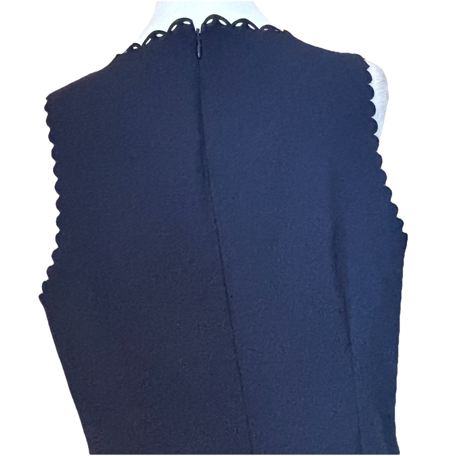 J Crew Factory Laser Cut Eyelet Scalloped Shift Dress Sz 14 Navy Wedding Guest