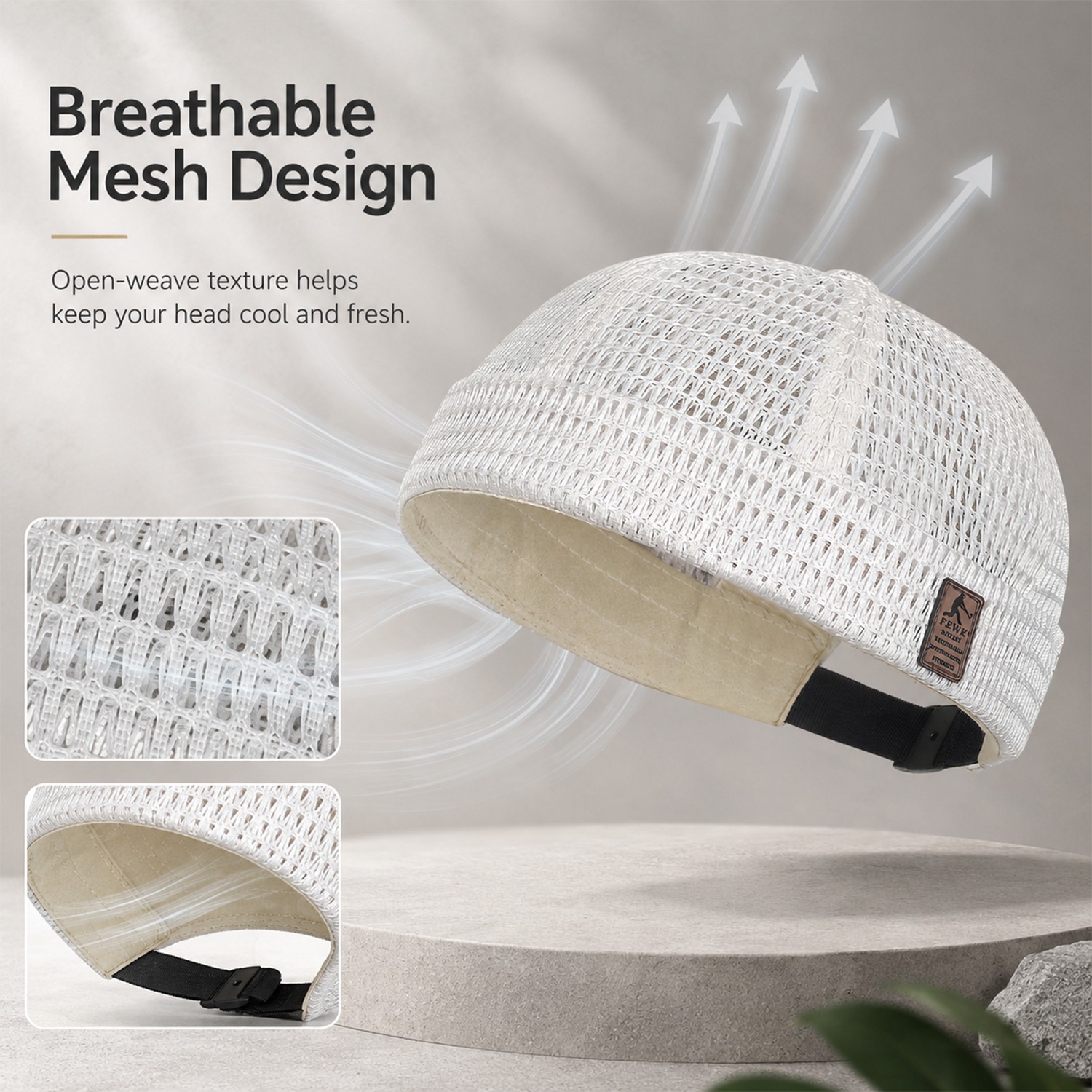 New Men Breathable Quick Dry Mesh Skullcap Brimless Adjustable Docker Beanie Hat
