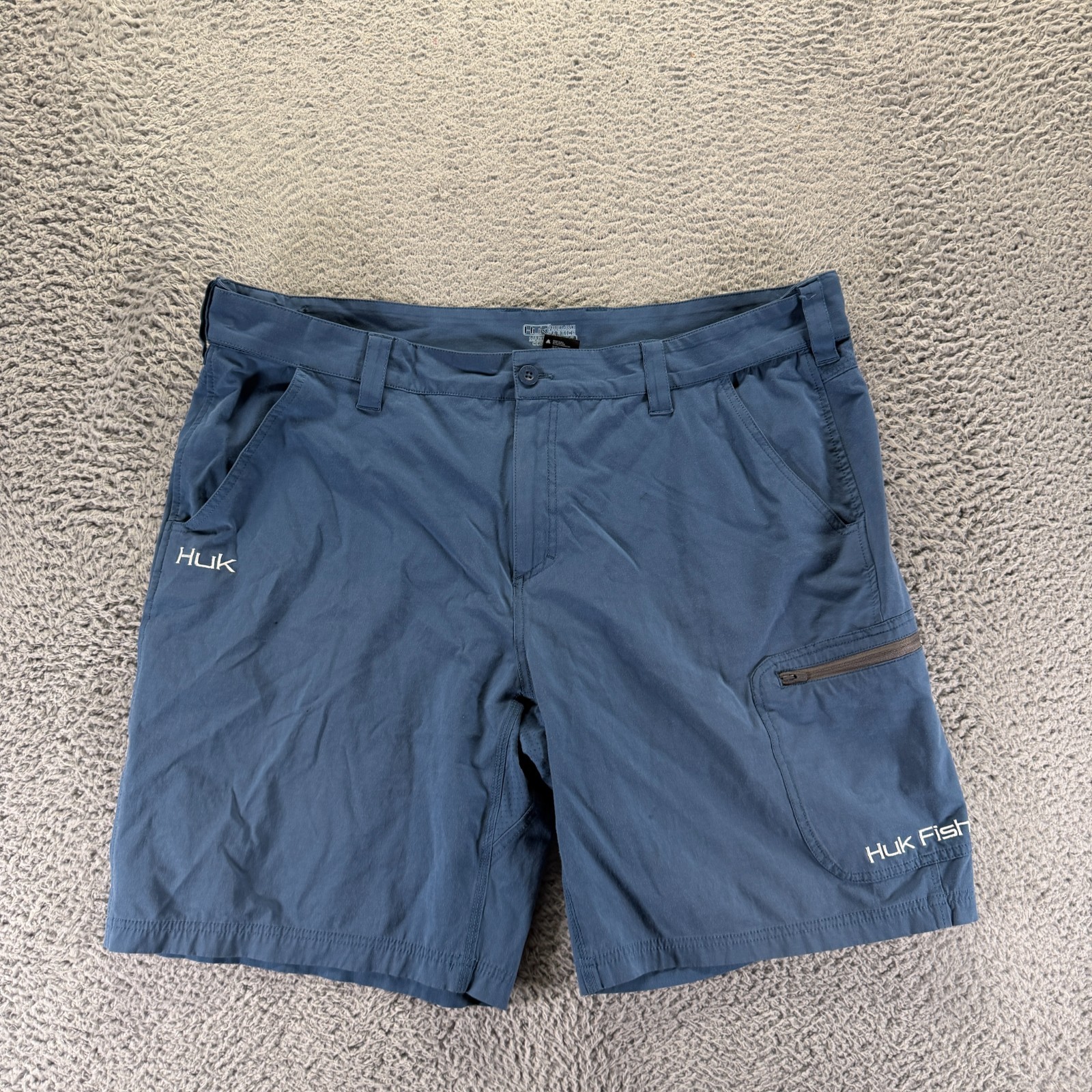 Huk Shorts Mens 3XL Blue Cotton Cargo Fishing Hiking Camping Performance Stretch