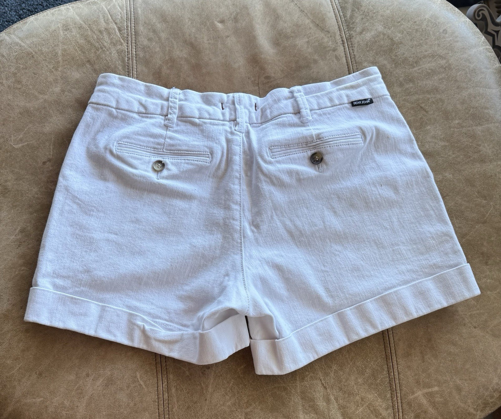 Dear John Cuffed Shorts Women’s 28 White Chino Preppy Summer Vacation Resort