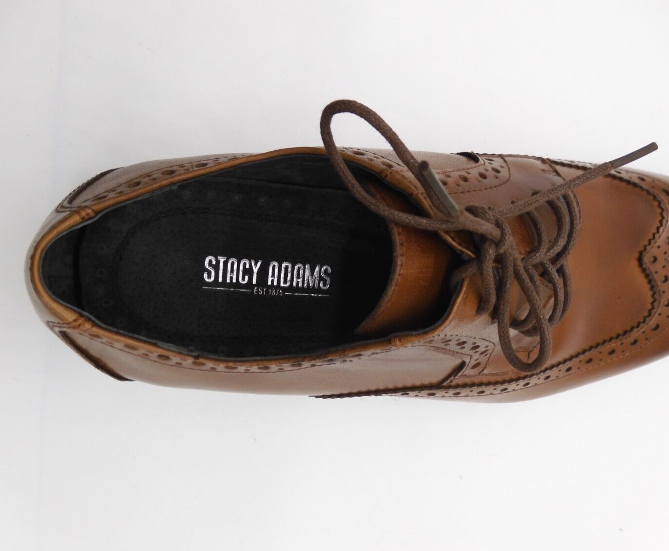 STACY ADAMS Cognac Garrison Wingtip Brogue Oxford Leather Dress Shoe Mens 8.5 M