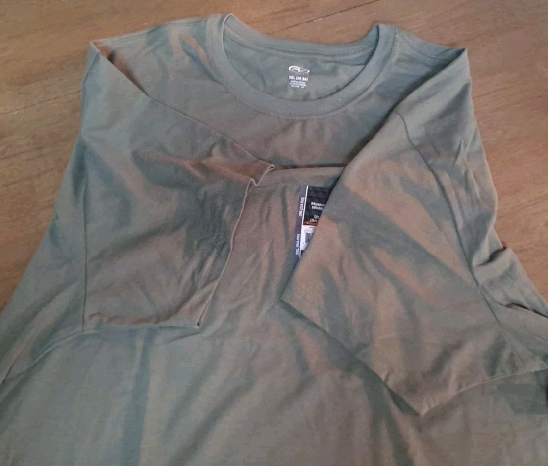 NWT Athletic Works Short Sleeve Moisture Wicking TShirt Flagstone Green Size 3XL
