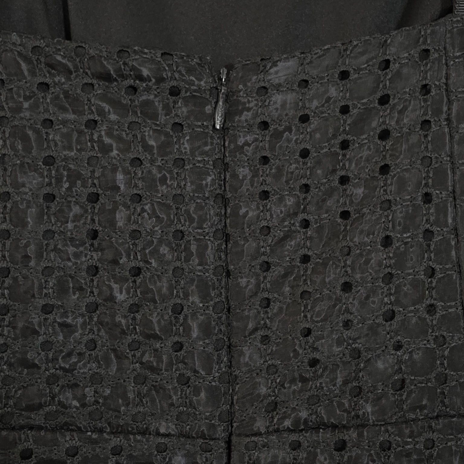 DKNY Dress Sz 4 Black Textured Eyelet Square Neck Sheath Midi NWT