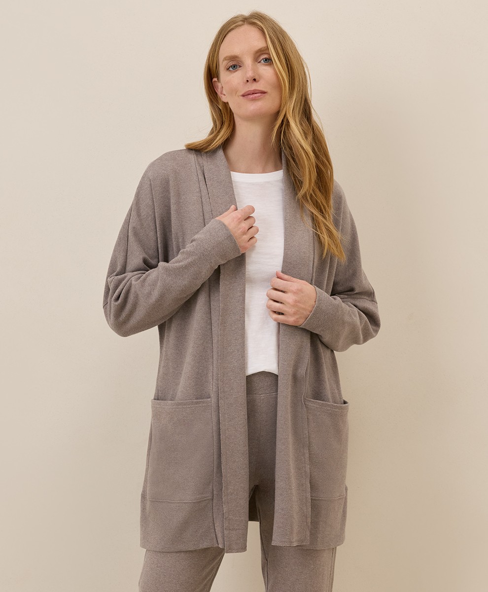 Pact Women’s Airplane Wrap Cardigan Deep Taupe Heather Large Extra Large