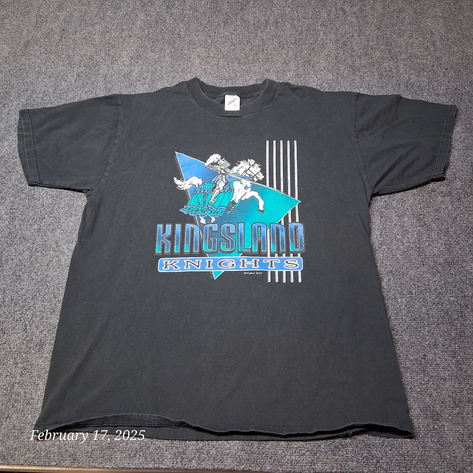 Vintage Kingsland Knights T Shirt Adult Size XL Black Gopher Sport JerZees