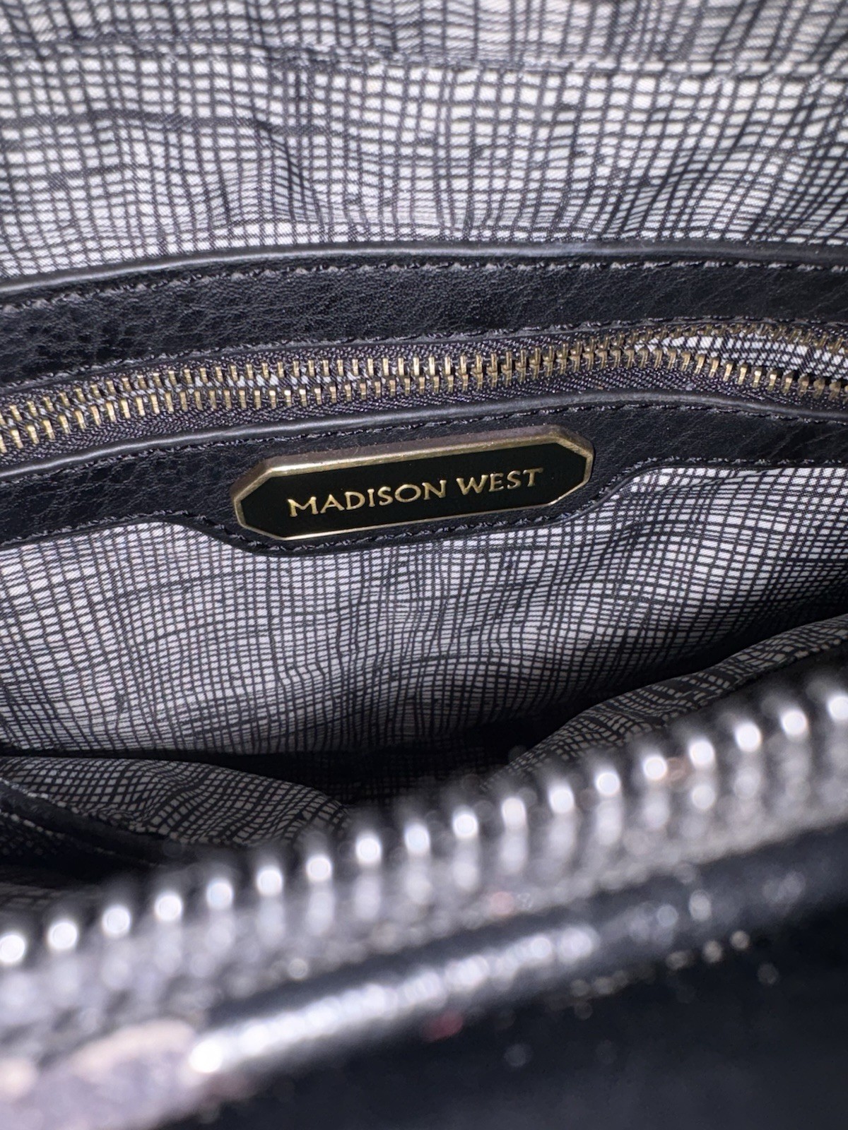 Madison West Black Crossbody Saddle Bag Magnetic Flap Zip Pockets Adjustable