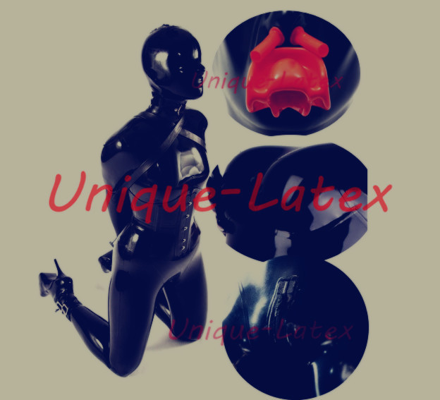 Latex Catsuit with Red Teeth Red Tube WIth Silicone Breast(not including corset)