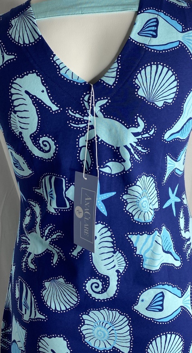 Ana Clare Emilee Sz L Waikiki Sea life print maxi dress NEW