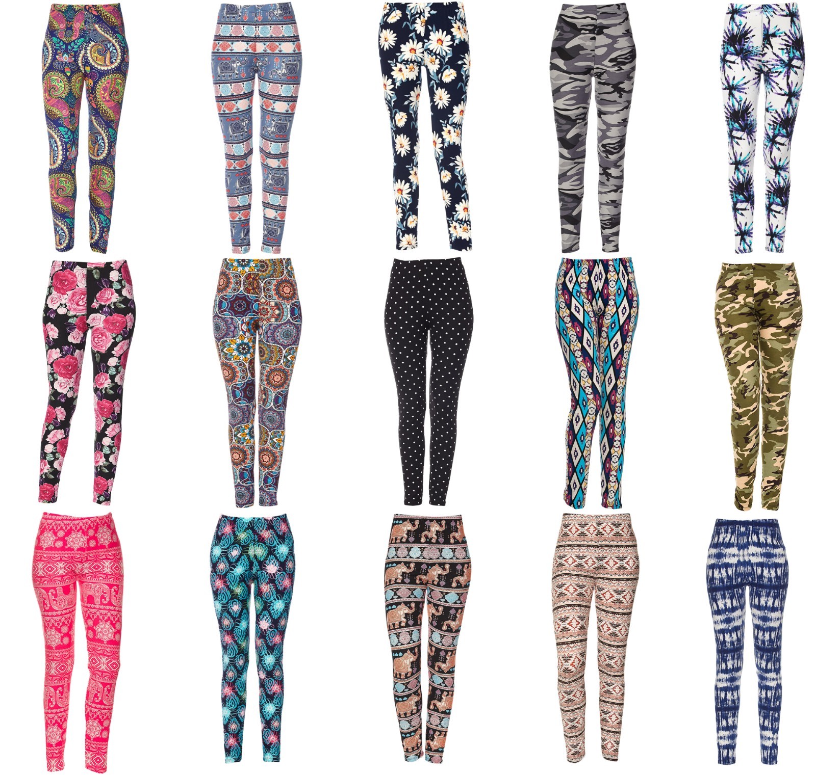 Wholesale/Bulk Lot 6 Pcs Women’s Assorted Printed Brushed Leggings