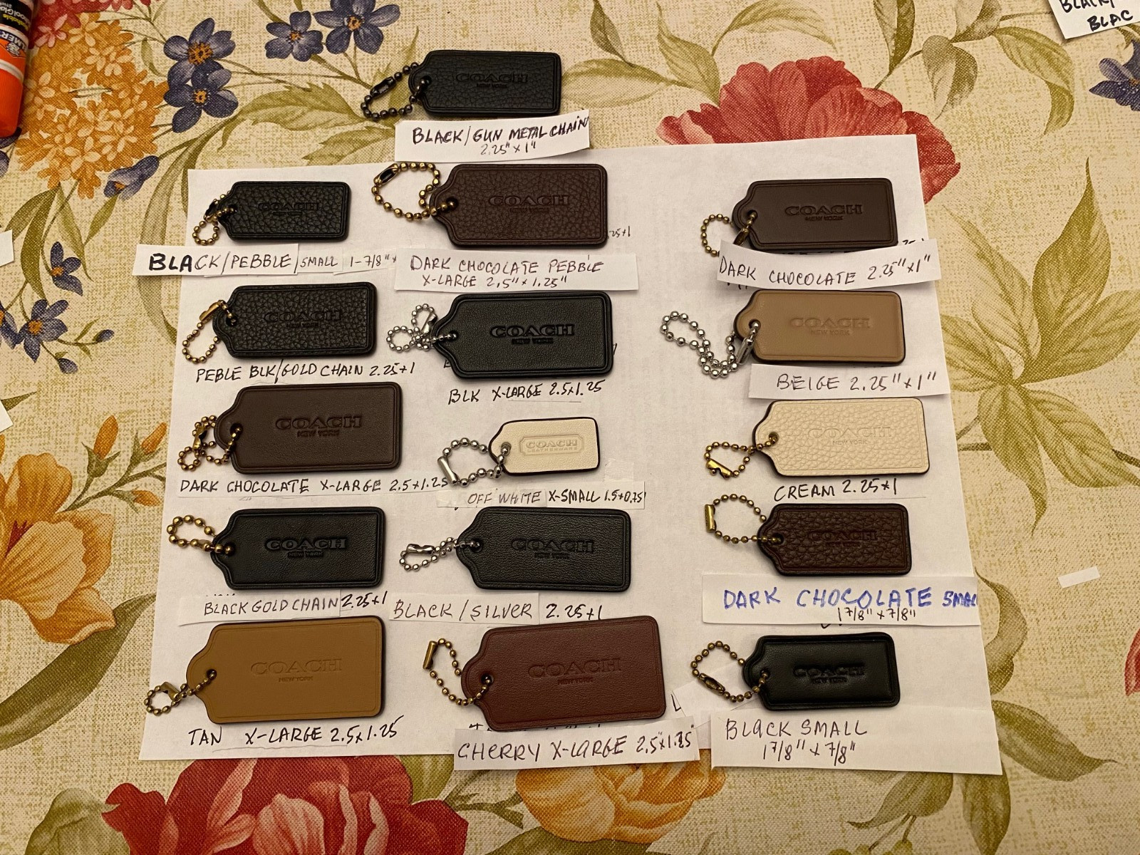 Authentic Coach Handbag Leather Hang Tags Many Different Colors NEW