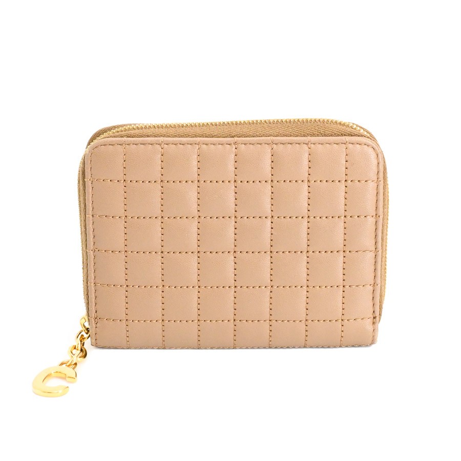 CELINE C Charm Compact Zip Wallet 10B663BFL coin purse / light brown Women