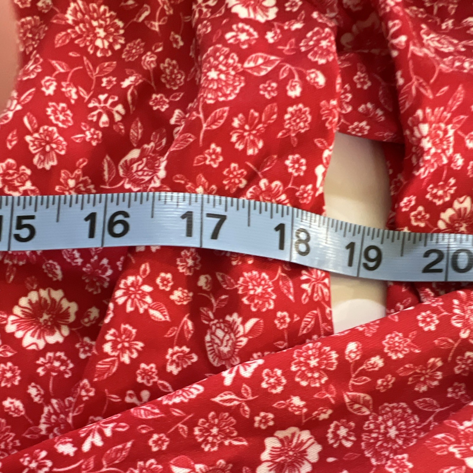 Women’s Red White Floral Button-Up Collared Long Sleeve Shirt Top homemade