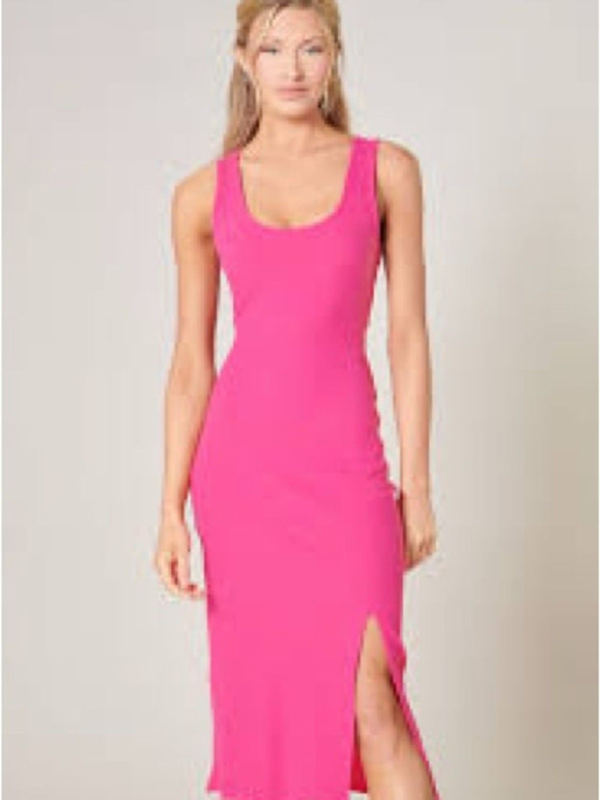 Sugarlips Fuchsia Scoop Neck Midi Dress with Side Slit
