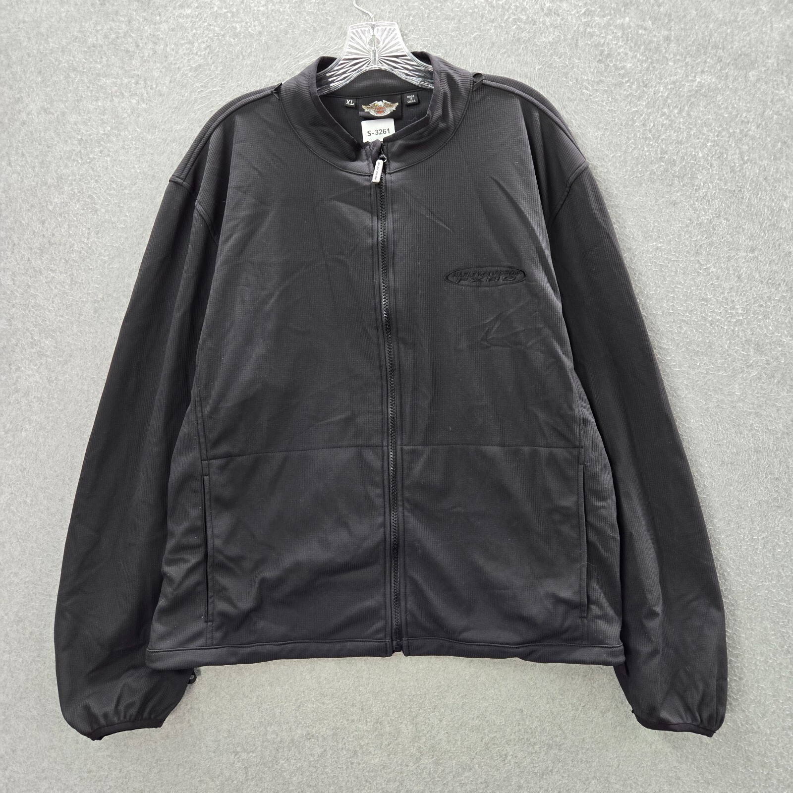 VINTAGE Harley Davidson Men Jacket XL Black Genuine Leather FXRG Embroidered Y2K