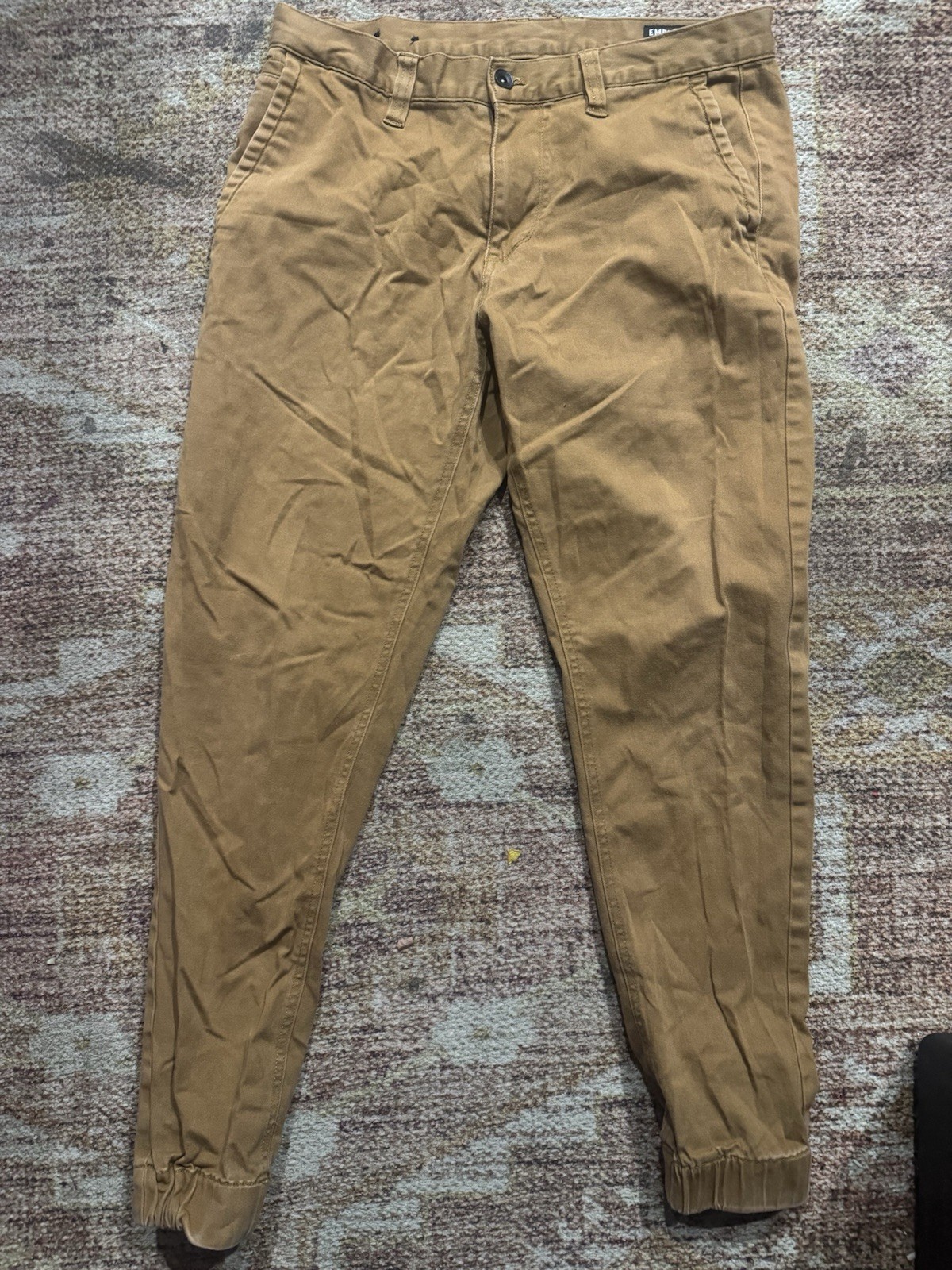 Empyre Men’s Jogger Pants Brown Twill Stretch Slim Tapered Pockets 32