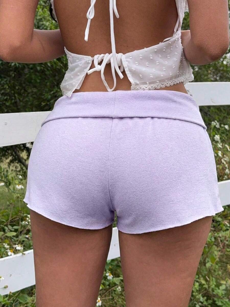 White Cotton Mini Shorts Women Casual Elastic Waist Summer Shorts