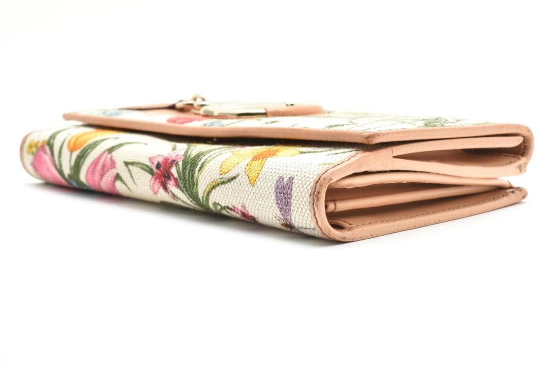 Gucci Horsebit Flora Leather Long Wallet Floral Size 7.48in Made in Italy