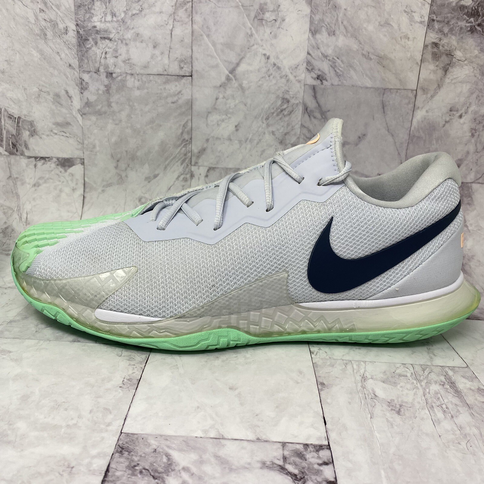 Nike Zoom Vapor Cage 4 Grey Green Glow Rafa Nadal Tennis Court Shoe Mens Sz 13 M
