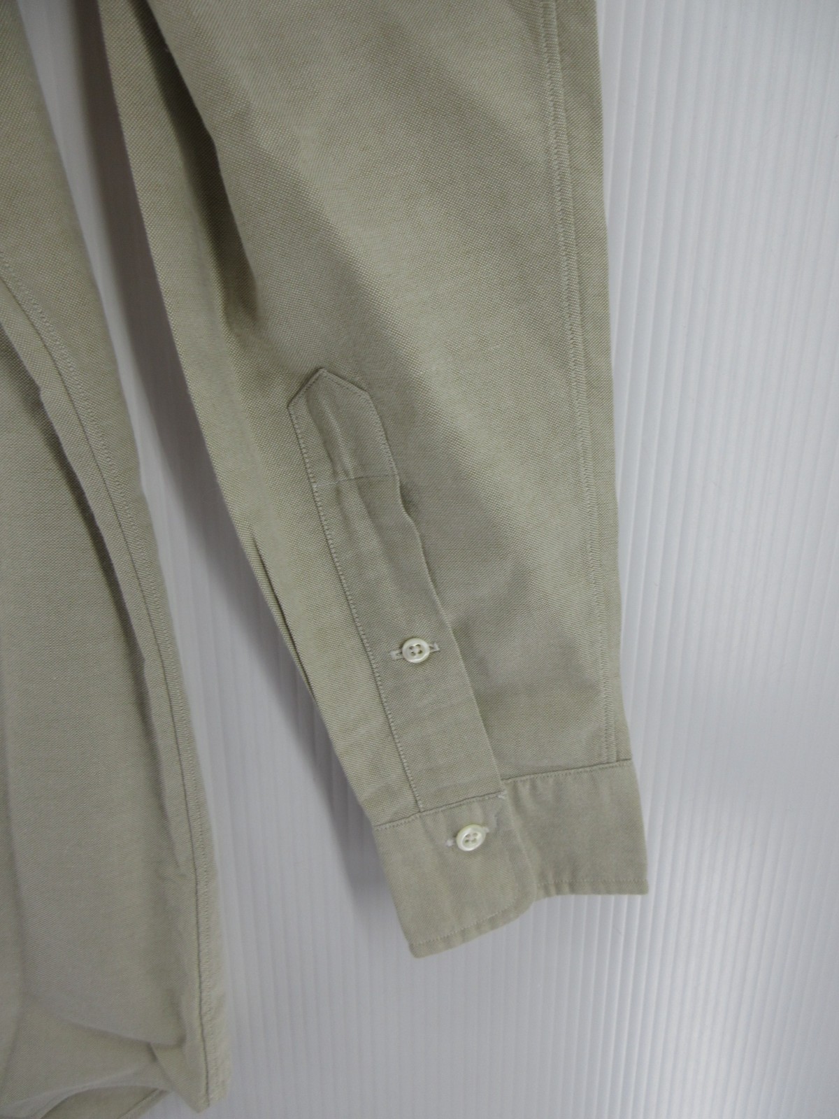 VINTAGE Ralph Lauren Shirt Men 15 1/2 Beige Oxford Cloth OCBD Flesh Pony Preppy