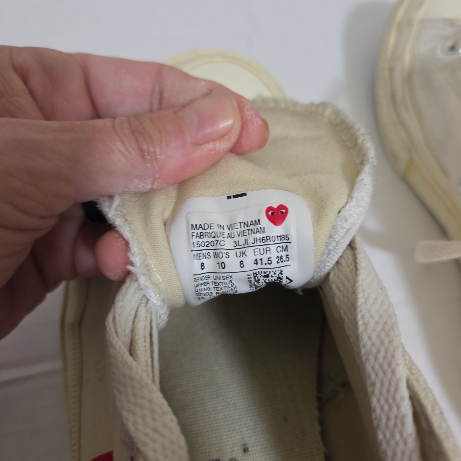 Converse CDG Comme des Garçons Play White Chuck Low M 8 W 10 Sneakers