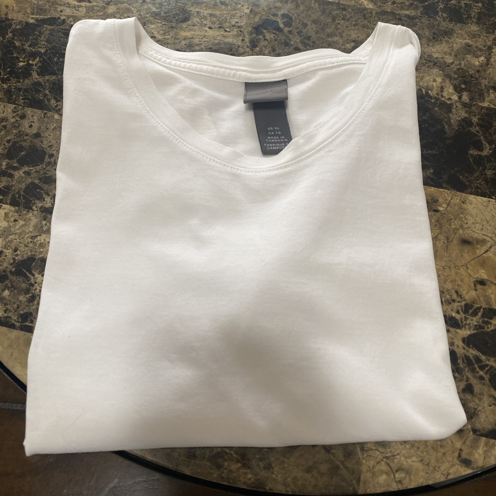 H&M 100% Cotton Summer White Vacation T-shirt Classic Ringer Size XL