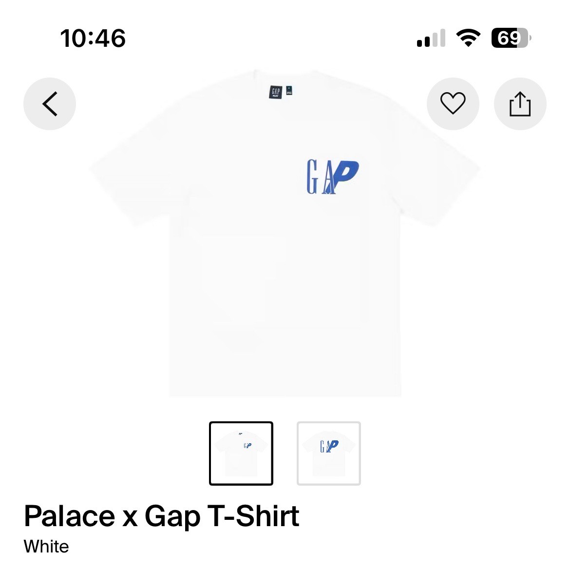 Palace x Gap NWT Men’s Size XL White T-Shirt 100% Cotton