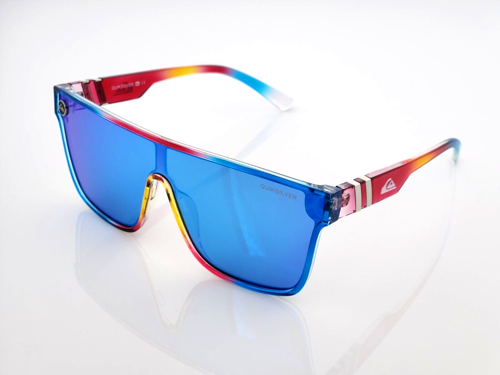 Quiksilver SciFi Shield Sunglasses Multicolor Candy Color Frame Blue Mirror NIB