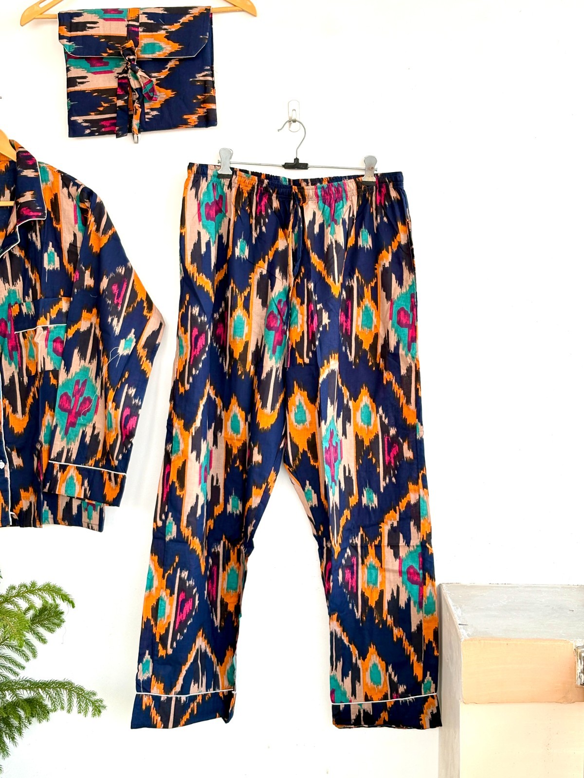 Hand Block Print Cotton Pajama Set: Indian Floral Nightwear