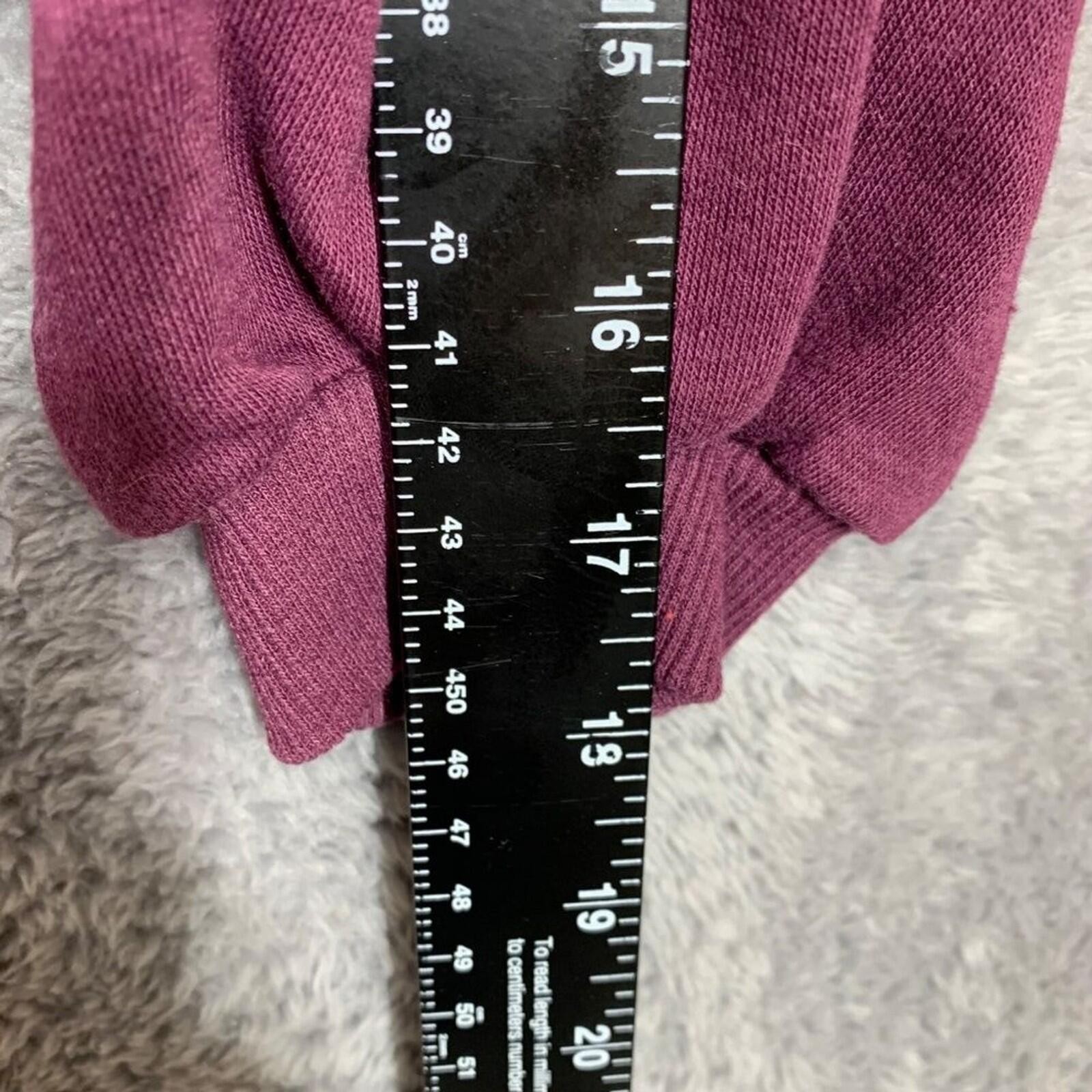 Primark Sweatshirt Womens S Burgundy Cropped Puff Sleeve Fleece Pullover Relaxed