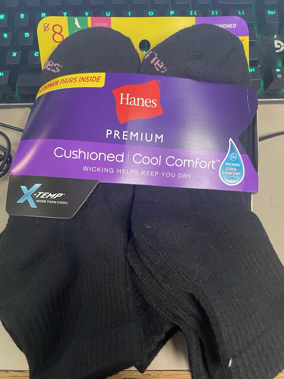 8 Pairs Womens Hanes Premium Cool Comfort Cushioned Ankle Socks Shoe 5-9