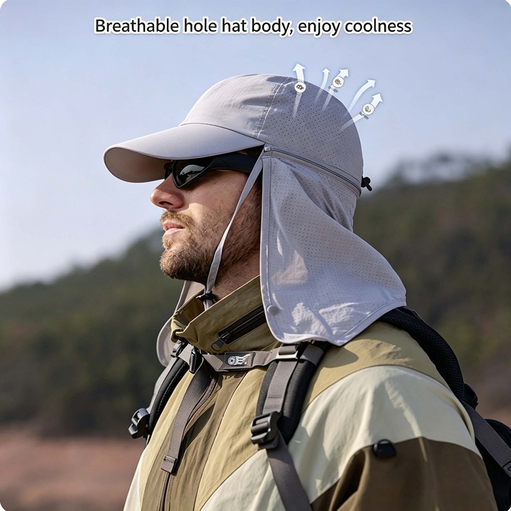 3 in1 Fishing Hat with Face & Neck Flap UV Protection Breathable Sun Shade Cap