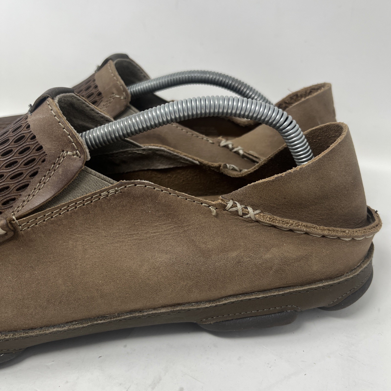 OluKai Moloa Aho Men’s 12 Nubuck Leather Slip On Loafers Clay Husk Walking