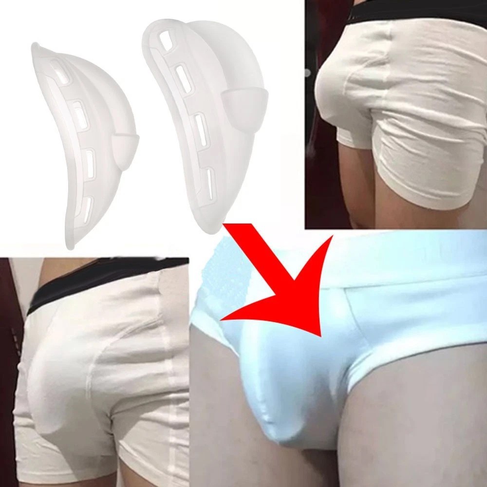 Men Bulge Package Enhancer Cup Pouch Silicone Pad Briefs String Underwear Clear