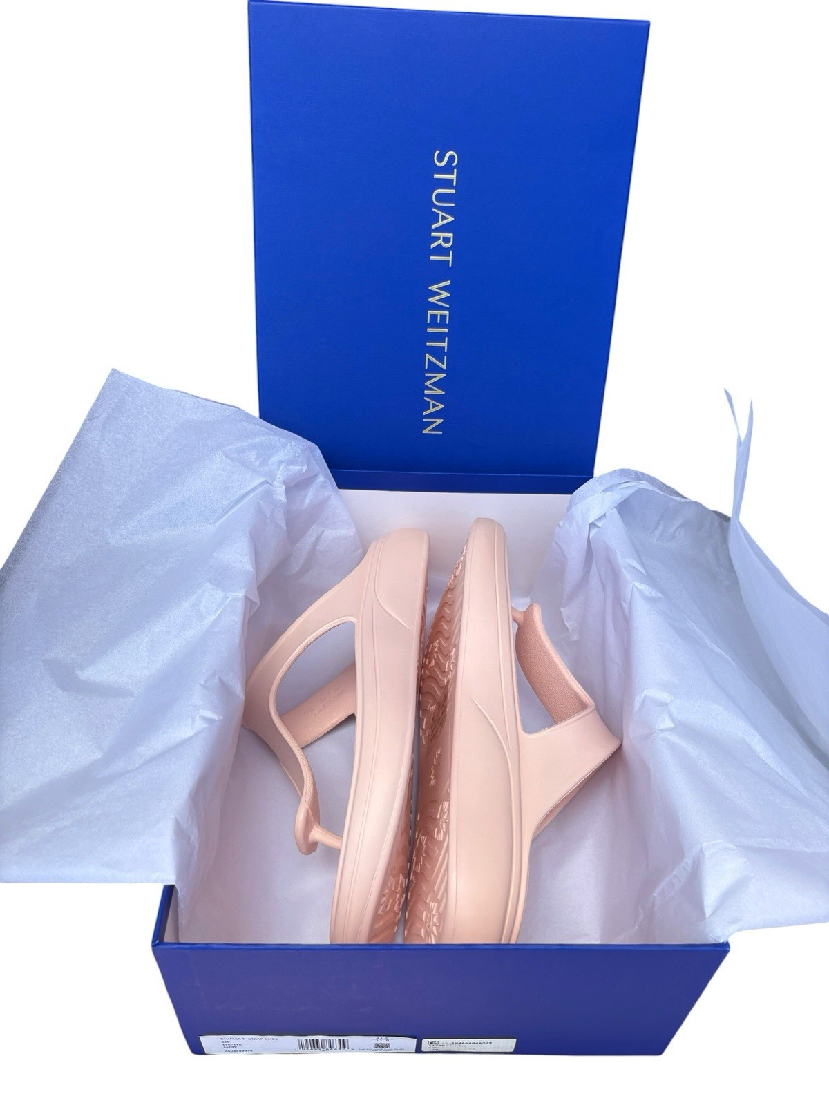Stuart Weitzman Stuflex T-Strap Slide Sandals Rosewater Pink Size 11 41.5 NIB