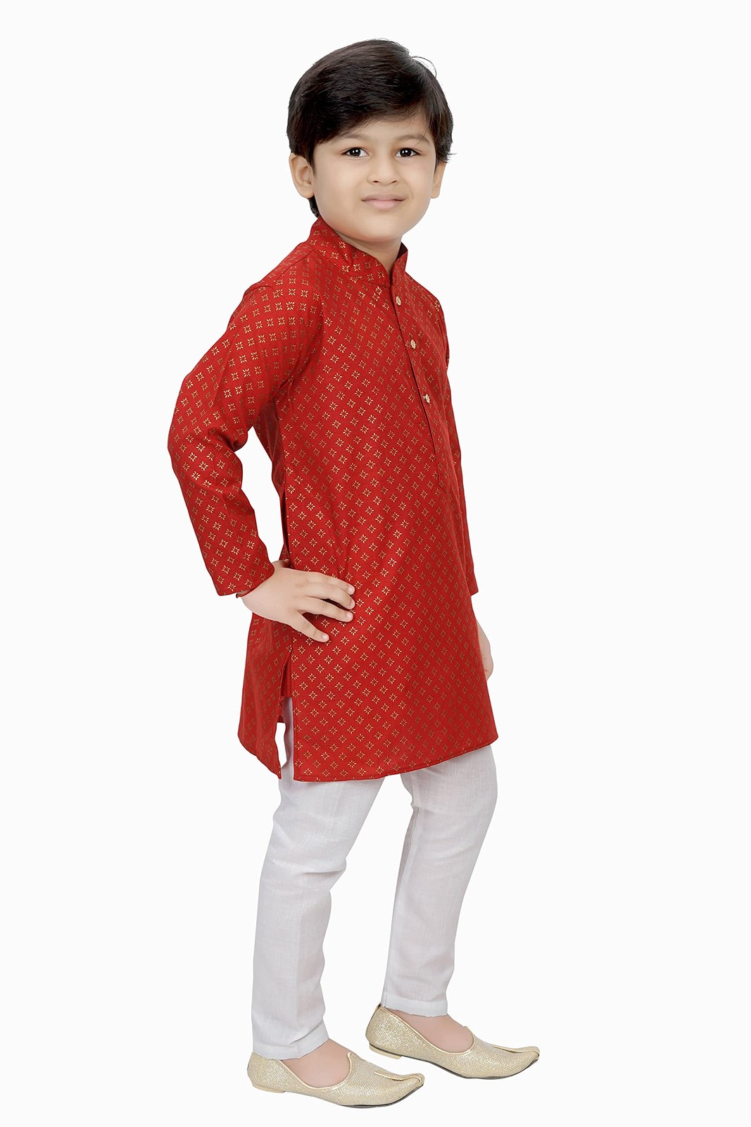Tathastu Boys Cotton Kurta Set -TKS1286B-2-Red