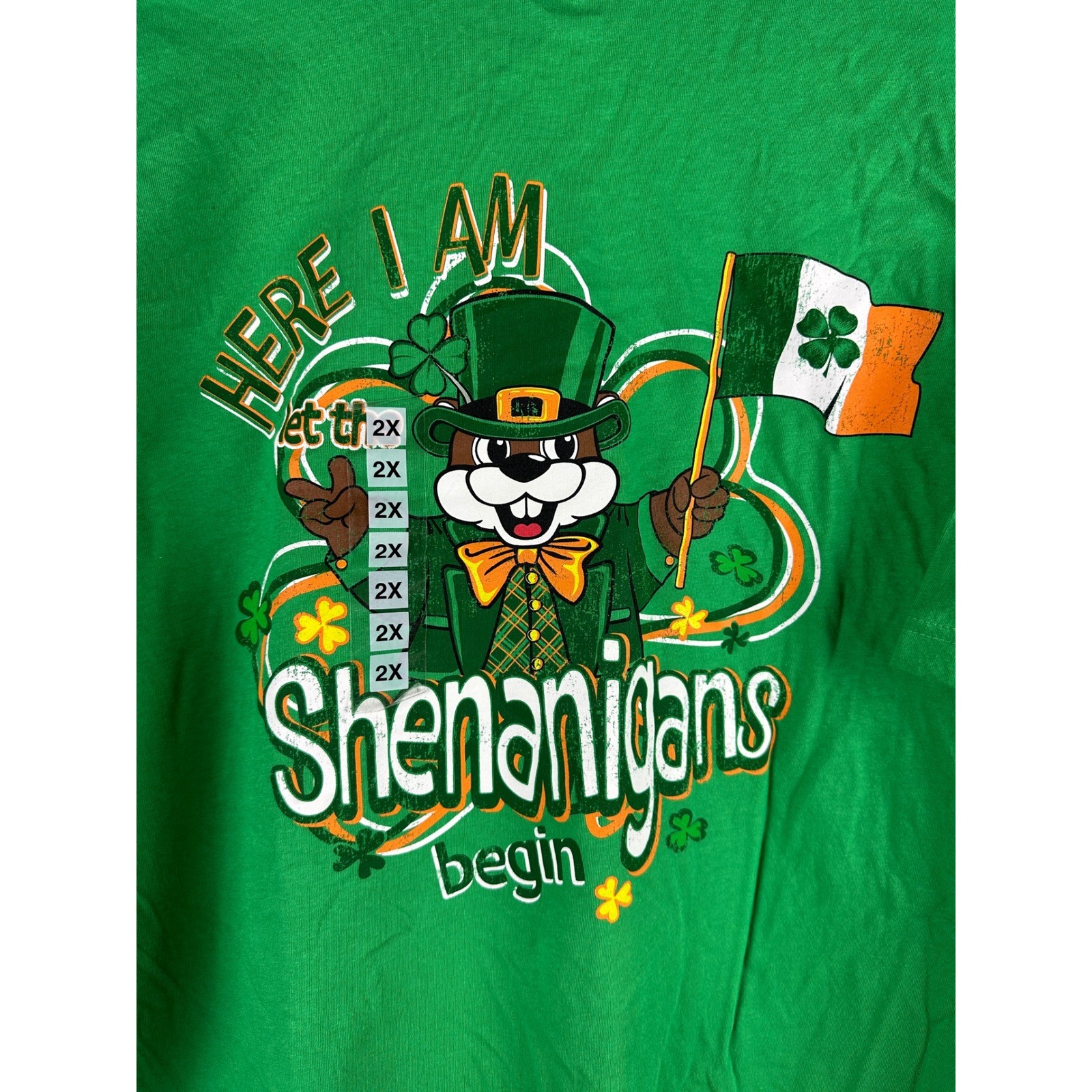 Buc-ee’s St Patricks Day Shirt Mens 2X Green Shenanigans Leprechaun Beaver Tee