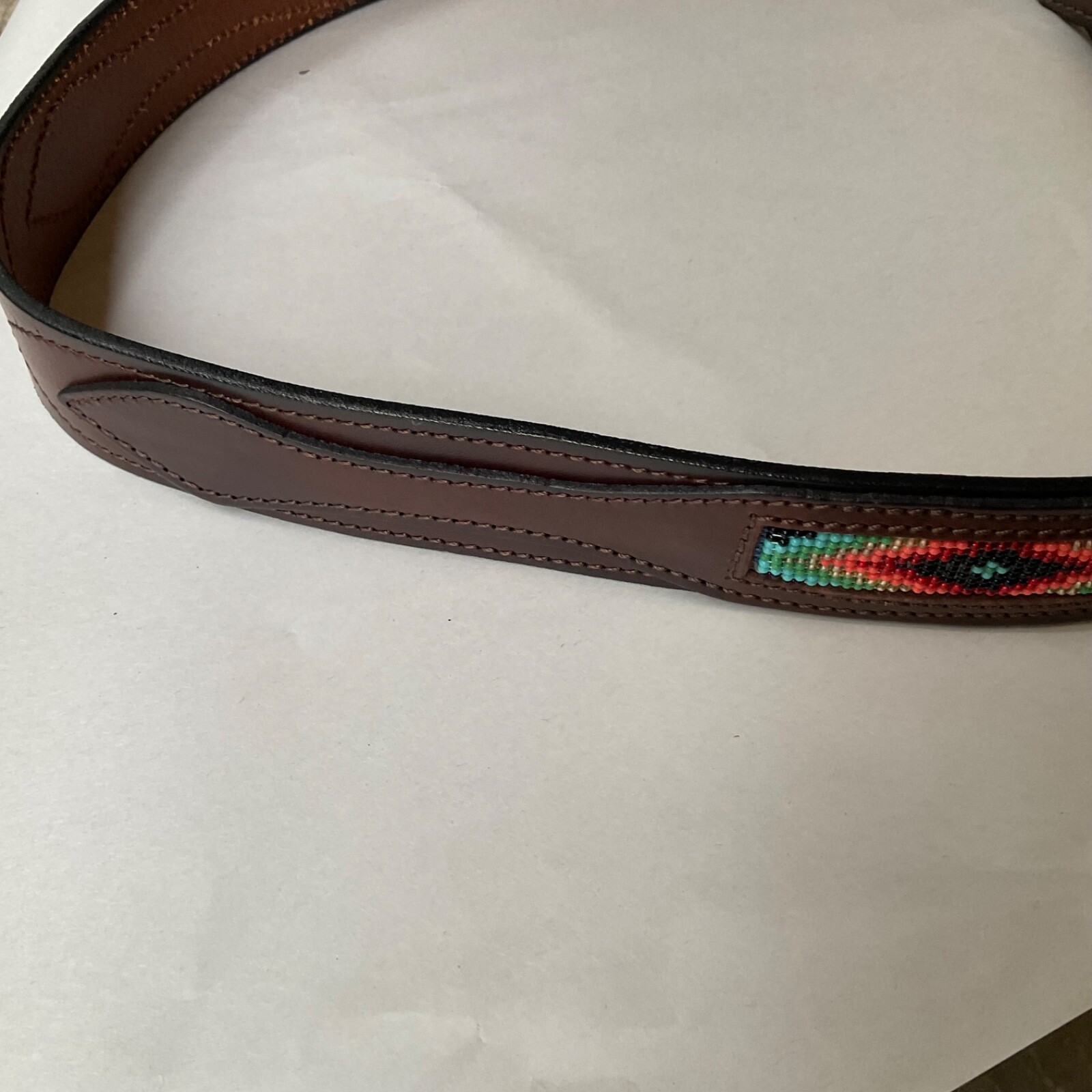 Colorado Leather Goods Handmade Leather/Beadwork Men’s Belt Native American Desi