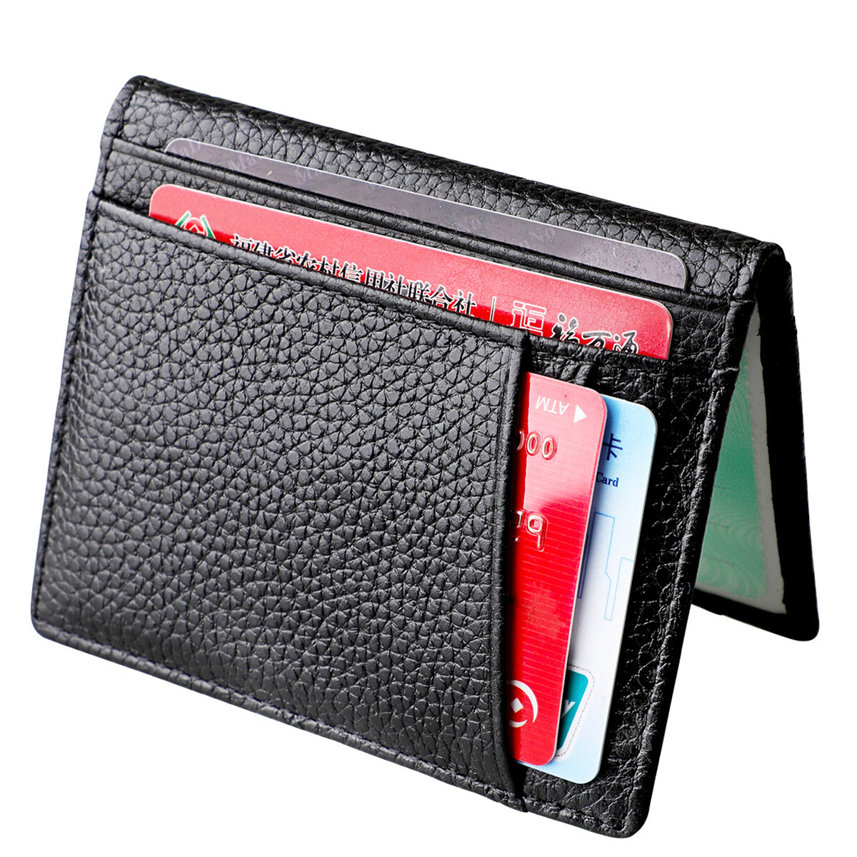 Front Pocket Minimalist Leather Slim Wallet RFID Blocking Medium Size Purse Mens