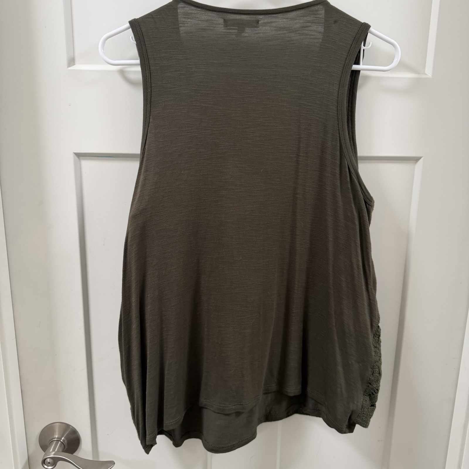 Maurices WomenOlive Green Crochet OverlayStretchKnit CasualSleevelessTank Top XL