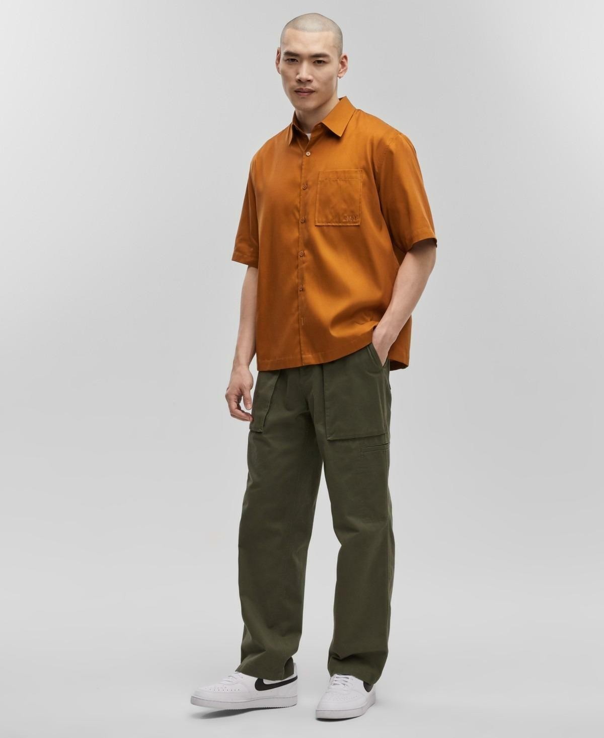 Mode of One Men’s Relaxed-Fit Button-Down Shirt Pecan Roast Brown-Large