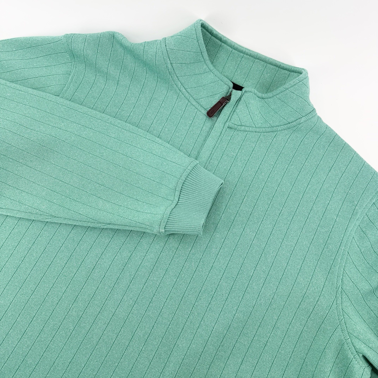 FootJoy Heather Spearmint Drop Needle Quarter Zip Golf Pullover Sweater Mens L