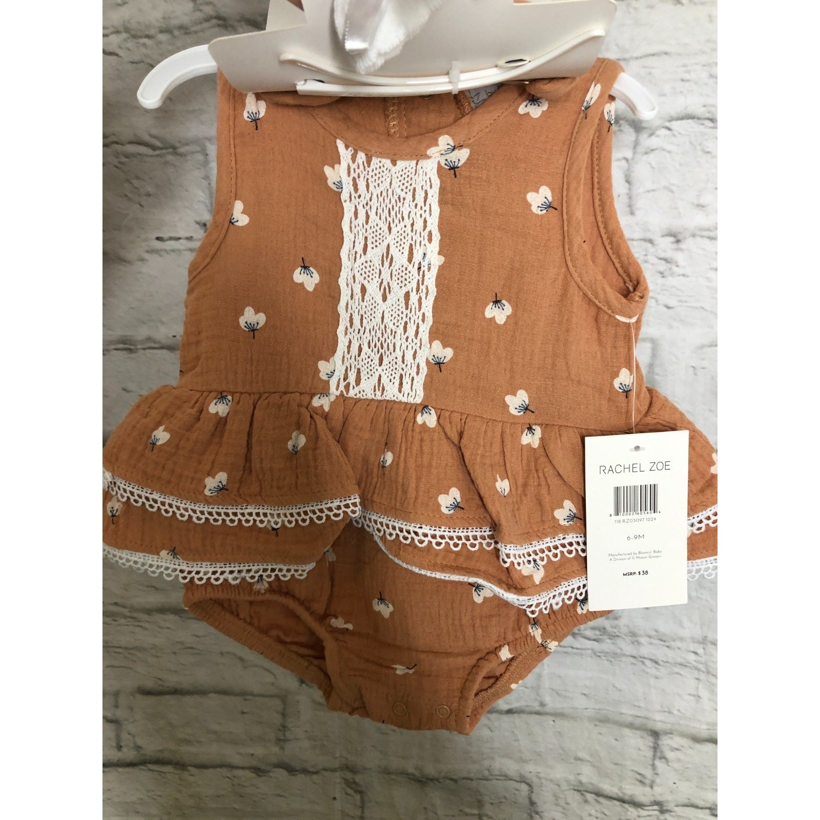 NEW (6-9M) 4pc Infant Girls Romper Headband White Tights Sunglasses | Rachel Zoe