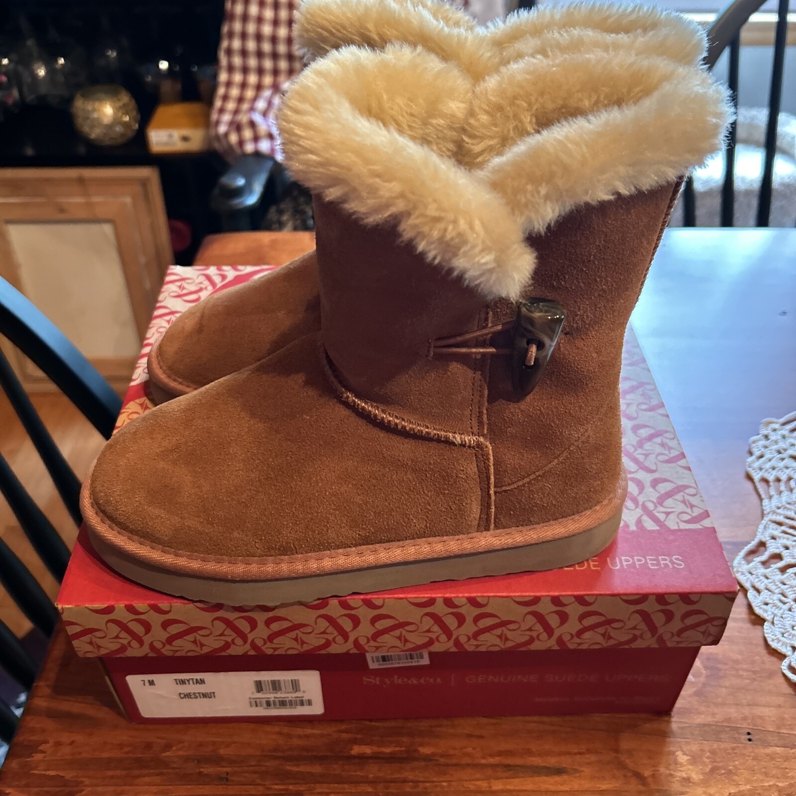 Style & Co Womens Tinytan Chestnut Ankle Brown Leather Boots Shoes 7 M N