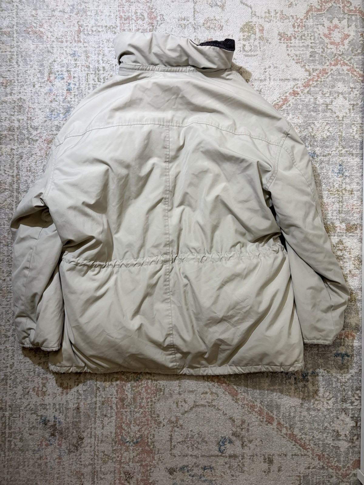 Eddie Bauer Beige Parka Jacket Men’s XL Insulated Full Zip Lined Stand Collar