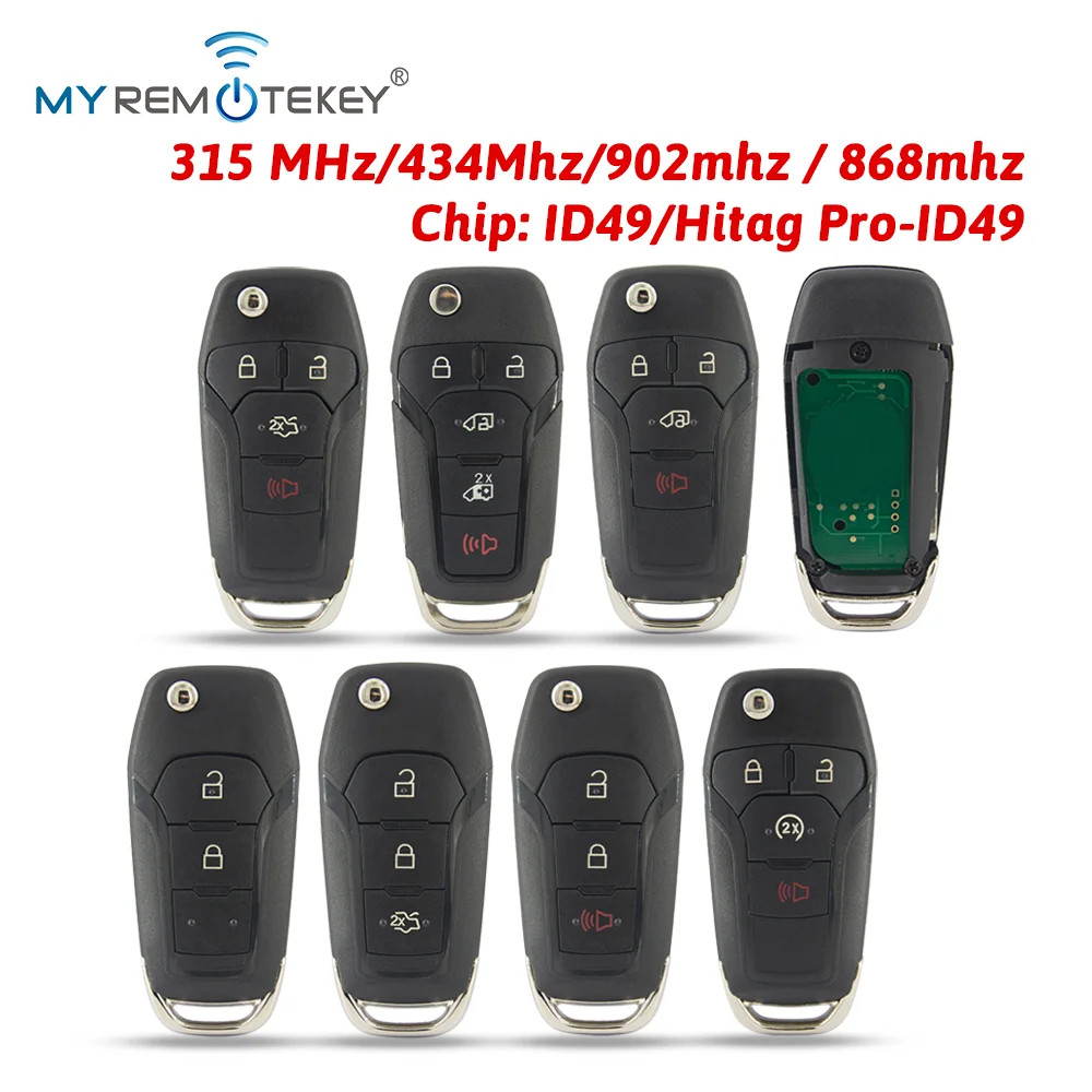 Flip Smart Key Fob Remote Control ID49 315/433/868/902MHz For Ford F150 Ranger