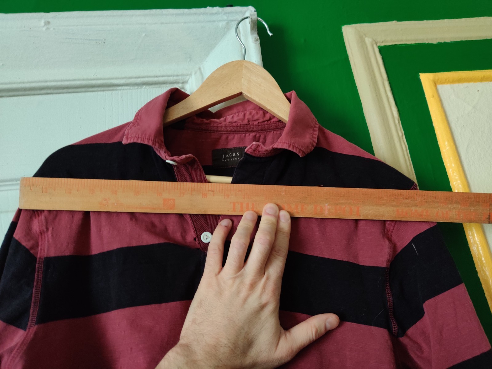Jachs rugby striped shirt M crimson and black stripes